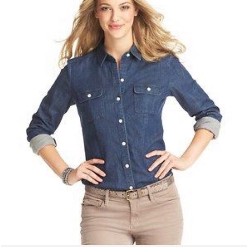 Loft button down chambray shirt size medium